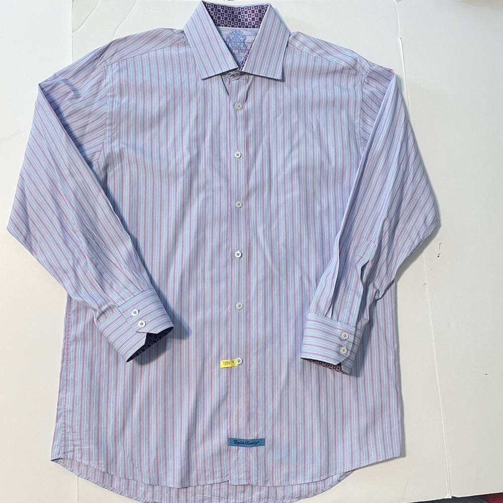 English Laundry Button Up Men's Striped Dress Shirt Size 16 1/2 (33-34)